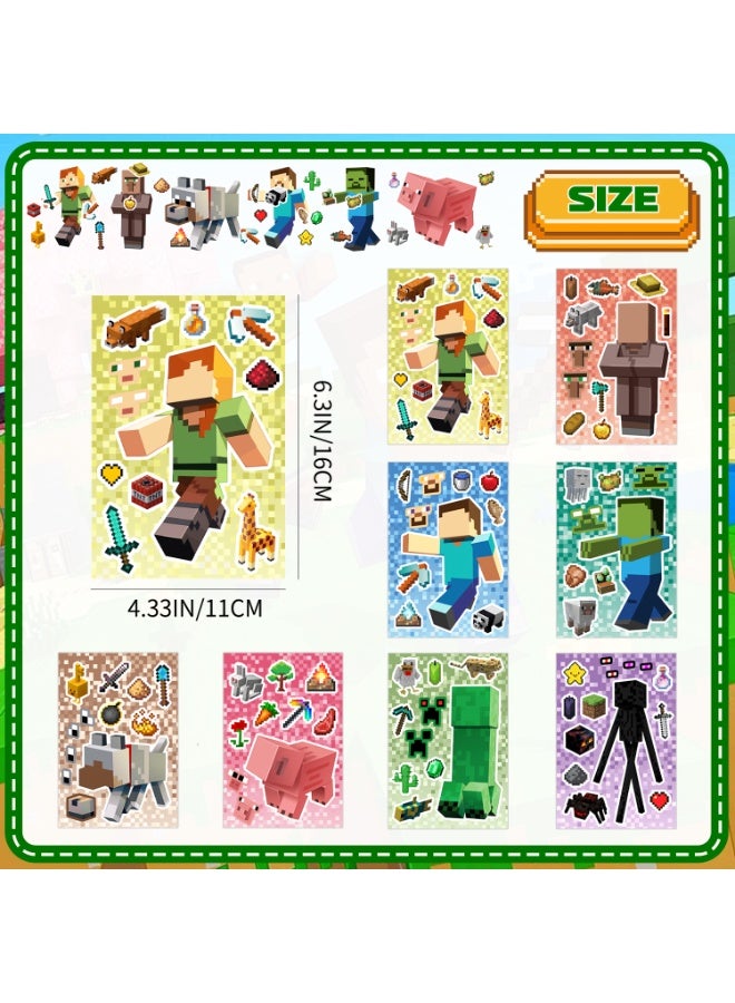 Minecraft Make Your Own Sticker Kits, 24 Sheet Block & Creeper Stickers, DIY Minecraft Stickers for Gaming Birthday Party Favors, Crafts and Kids Activities - Image 2